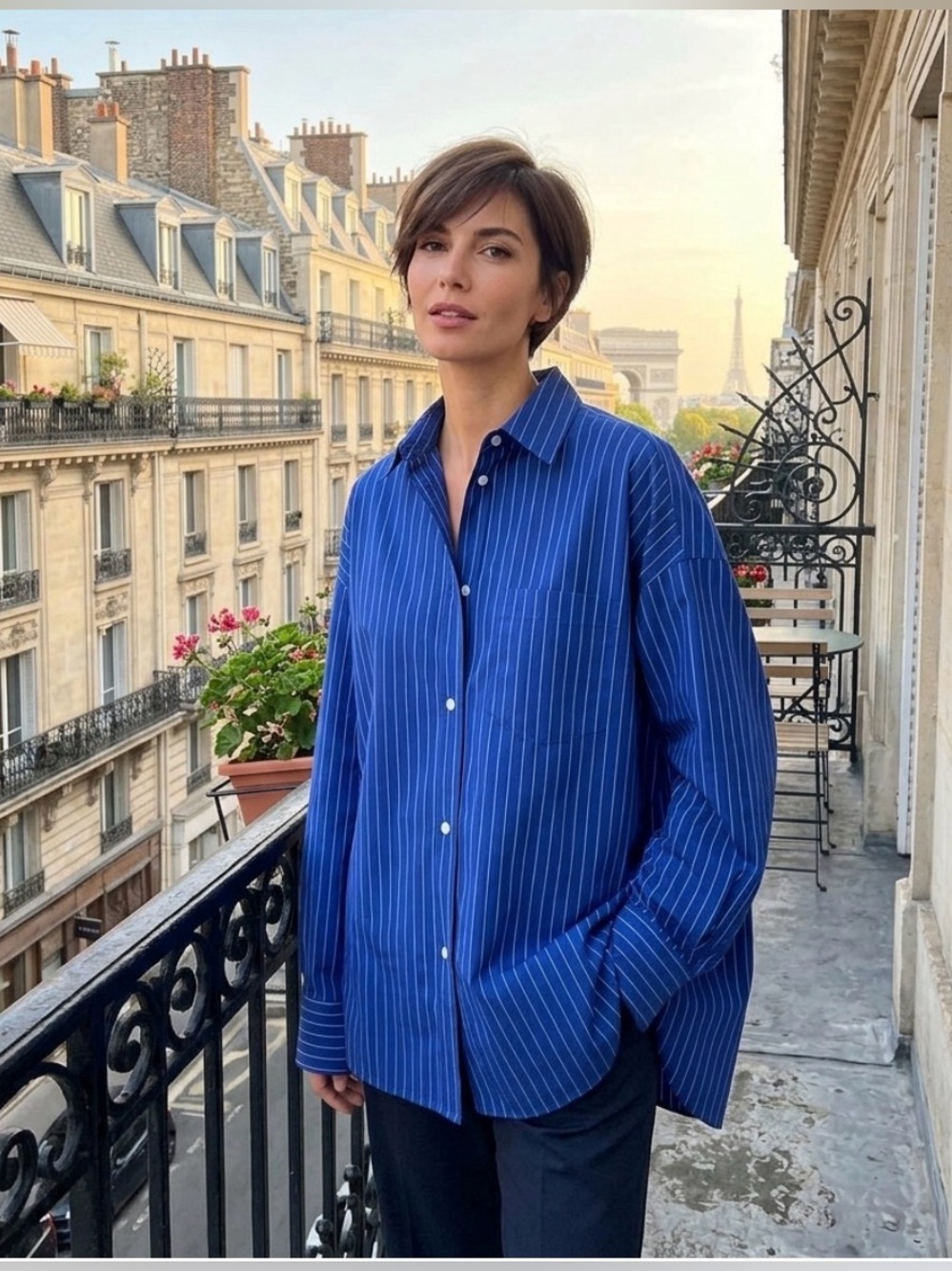The Frankie Shop Blue Pinstripe Oversized Dress Shirt